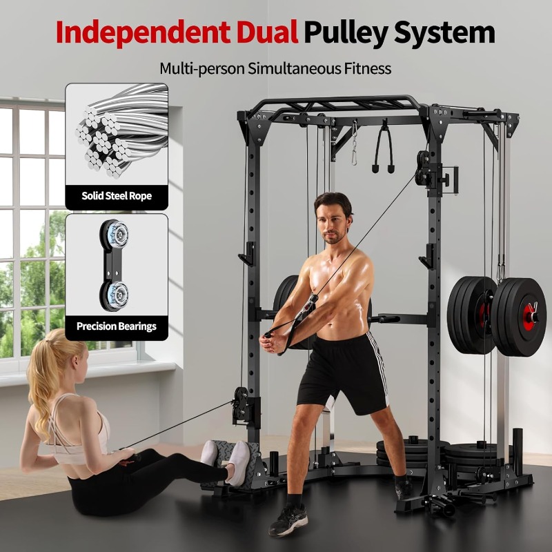 JEEKEE 2000LB Heavy Duty Power - Home Gym Rack With Cables 评论和价格