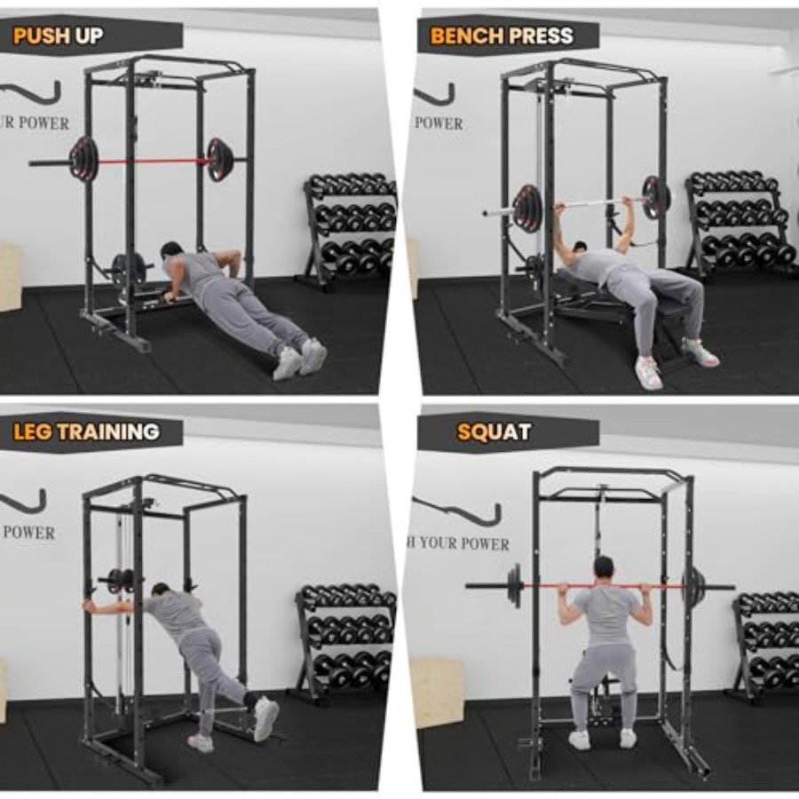 1600 Lbs Power Rack for Home G - Home Gym Rack With Cables 评论和价格