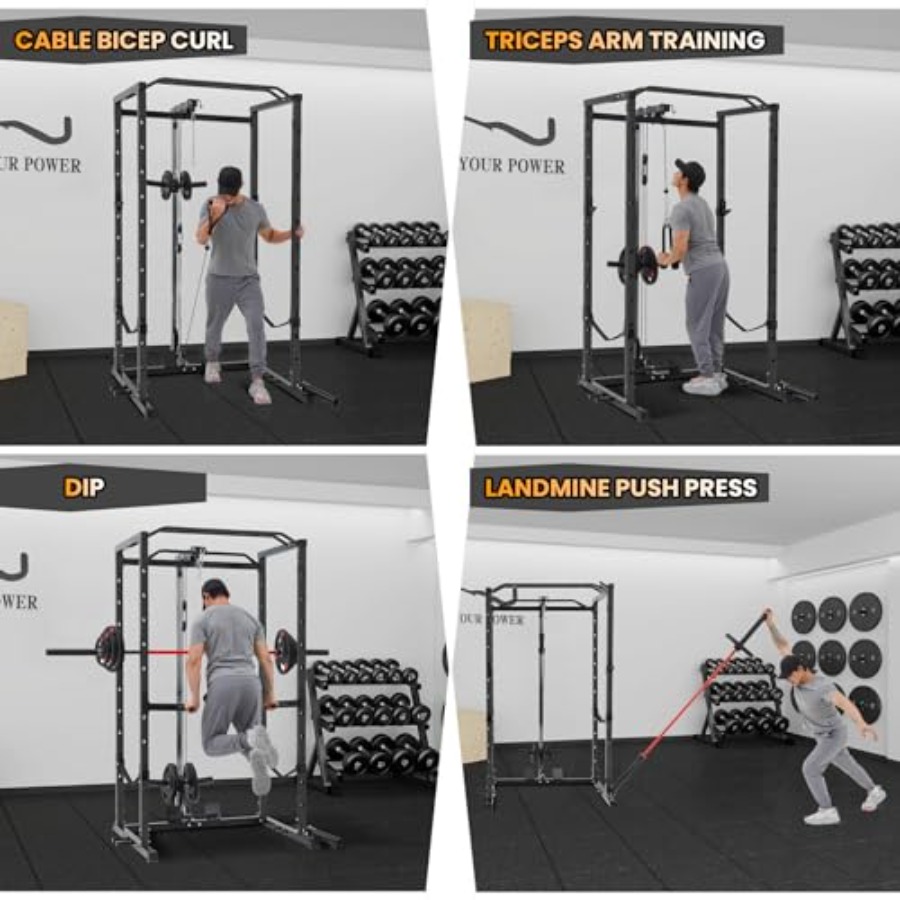 1600 Lbs Power Rack for Home G - Home Gym Rack With Cables 评论和价格