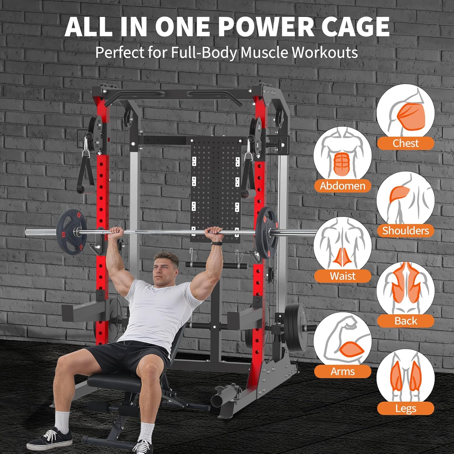 Power Cage, 2000LB Power Rack  - Home Gym Rack With Cables 评论和价格