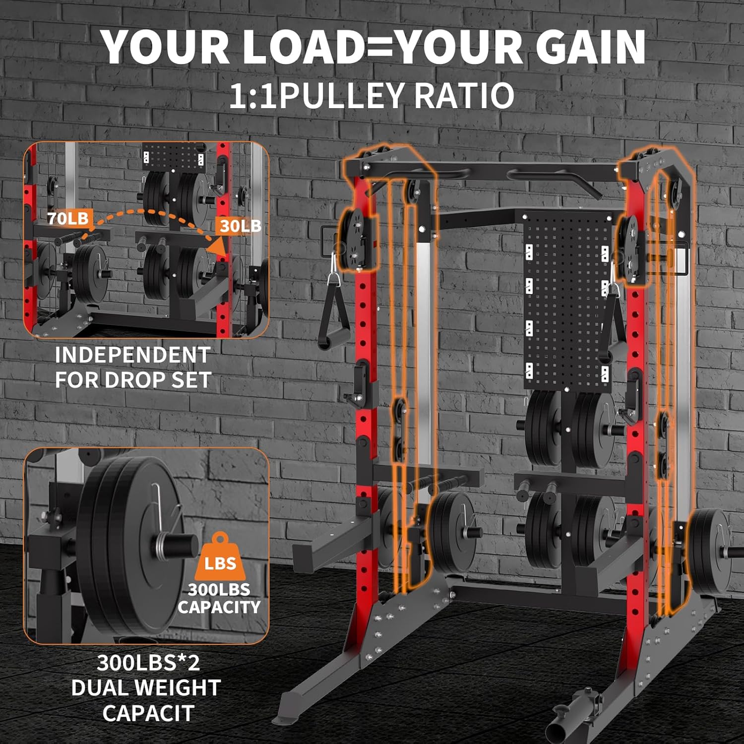 Power Cage, 2000LB Power Rack  - Home Gym Rack With Cables 评论和价格
