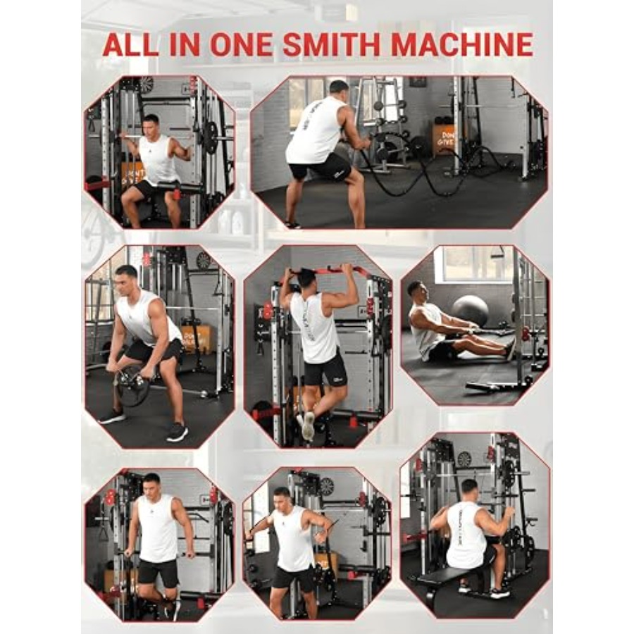 Smith Machine Home Gym All in  - Home Gym Rack With Cables 评论和价格