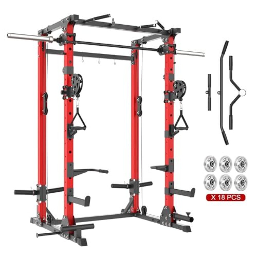 Smith Machine 5 in 1 Heavy-Dut - Home Gym Rack With Cables 评论和价格