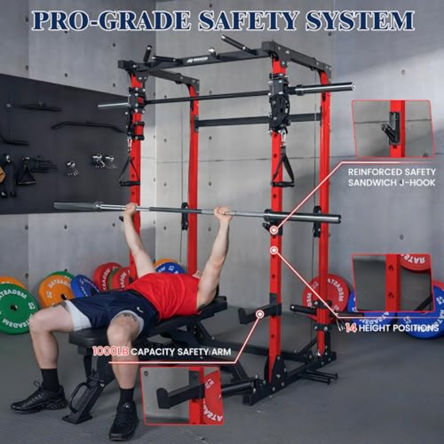 Smith Machine 5 in 1 Heavy-Dut - Home Gym Rack With Cables 评论和价格