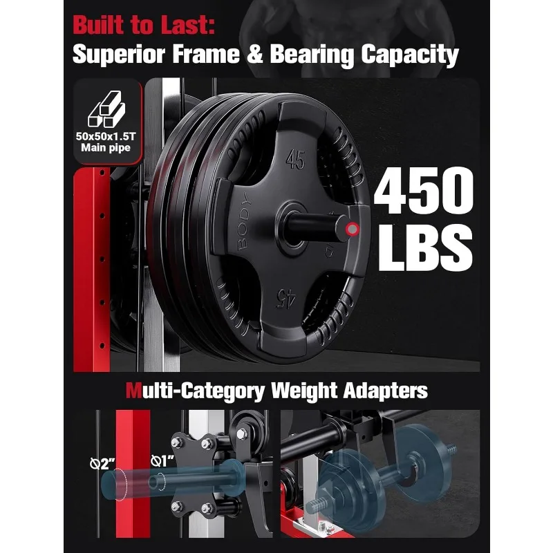 YOLEO Smooth Pulley System Pow - Home Gym Rack With Cables 评论和价格