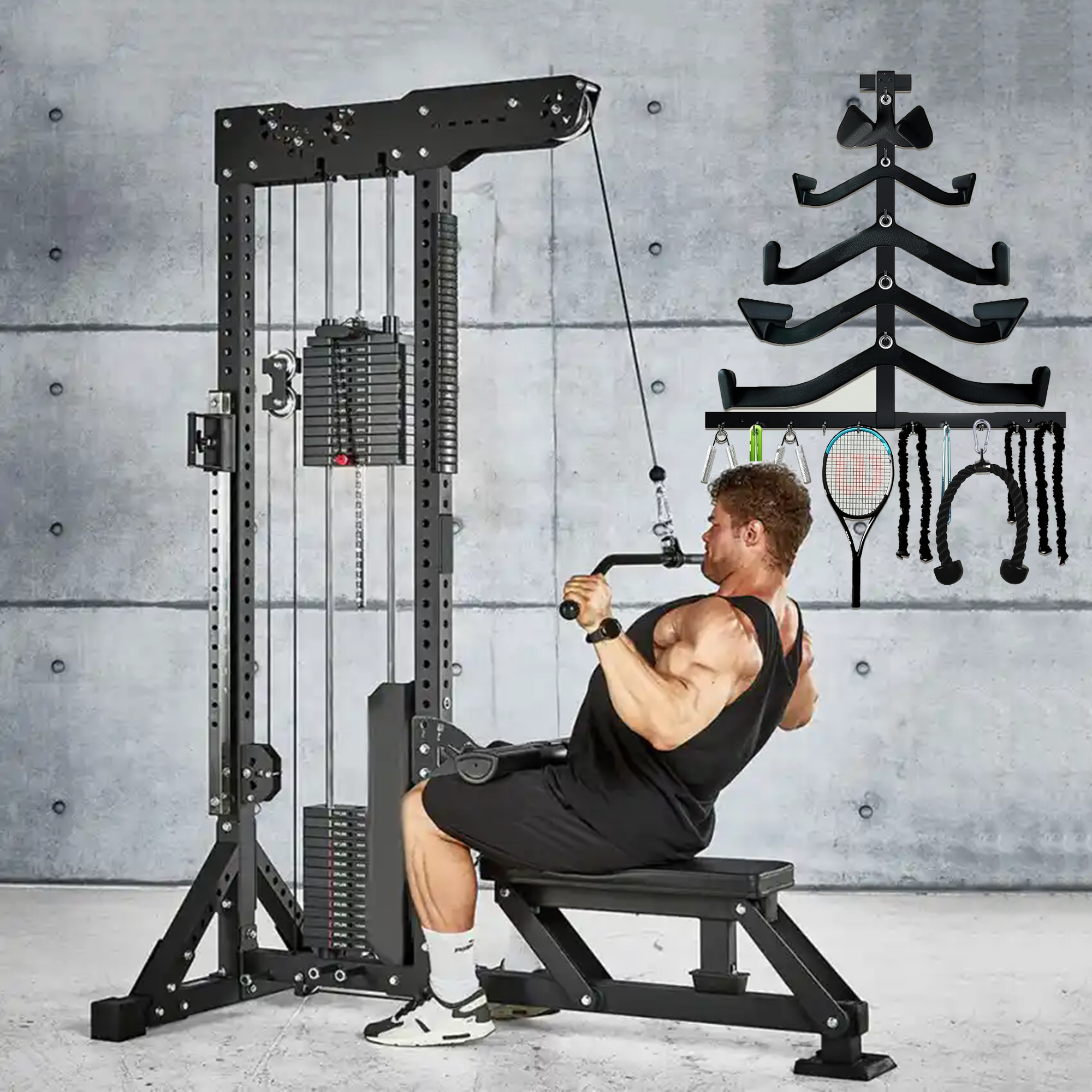 Lat Pull Down Bar Gym Accessor - Home Gym Rack With Cables 评论和价格