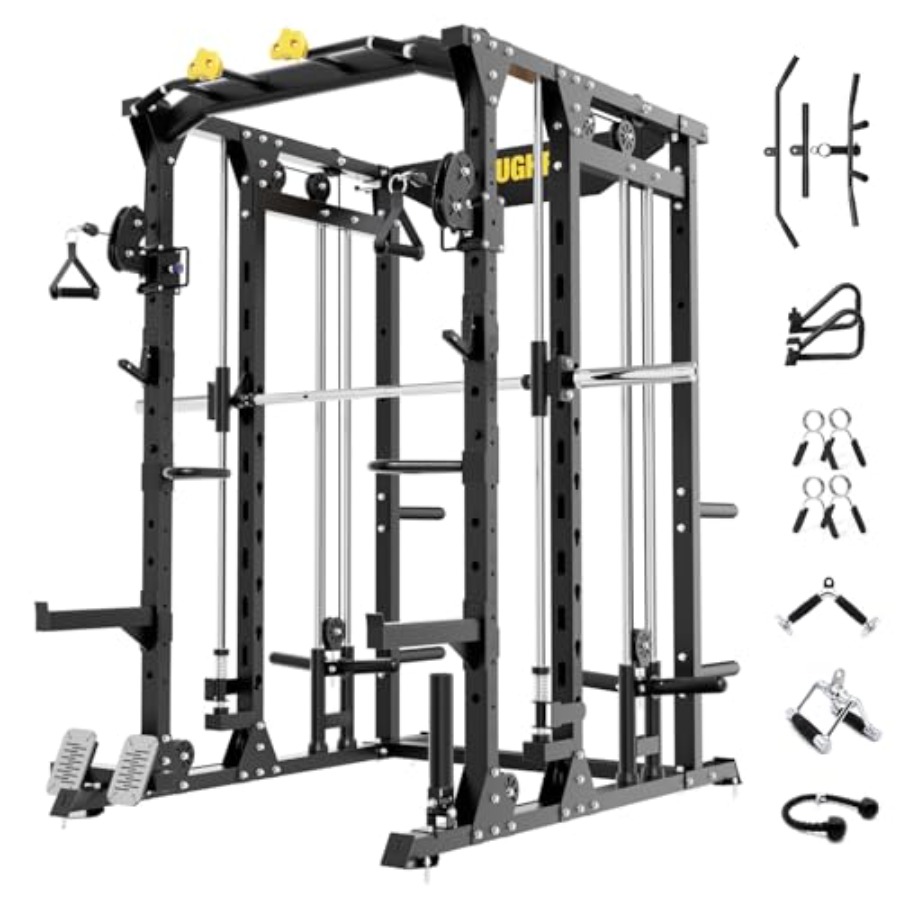F4 Smith Machine Power Cage wi - Home Gym Rack With Cables 评论和价格