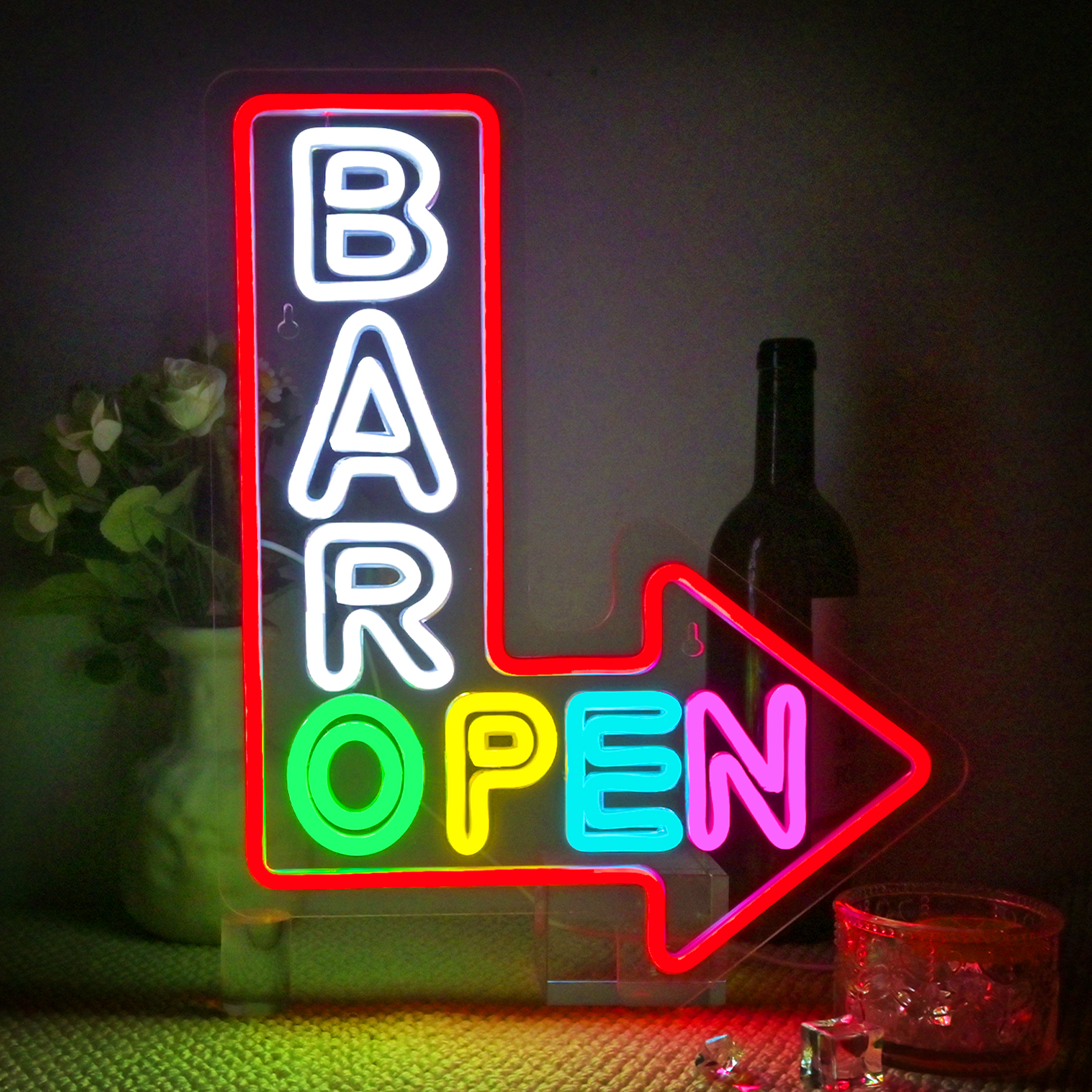 Bar Open Arrow Neon Sign Mix C - Home Gym Aesthetic 评论和价格