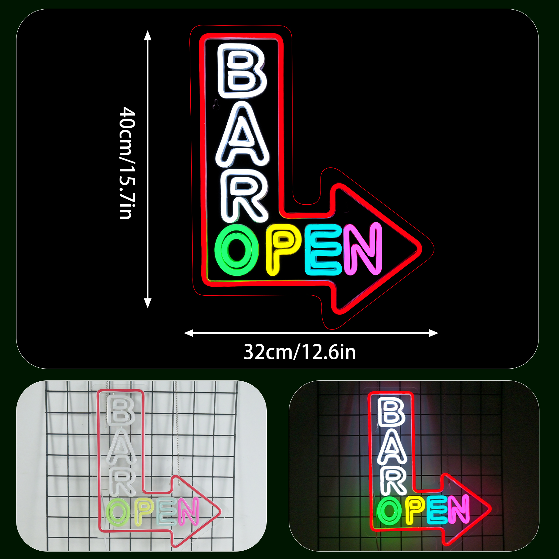 Bar Open Arrow Neon Sign Mix C - Home Gym Aesthetic 评论和价格