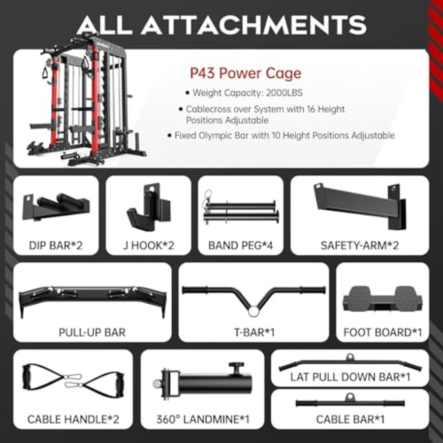 Home Gym Power Cage 2000LB Squ - Home Gym Rack With Cables 评论和价格