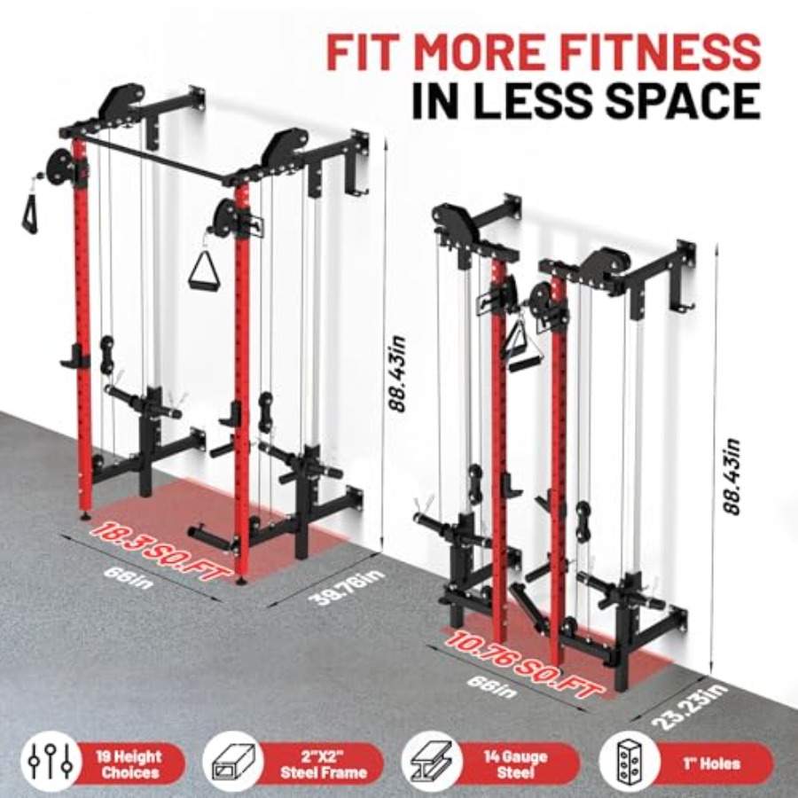 Wall Mounted Folding Squat Rac - Home Gym Pull Up 评论和价格